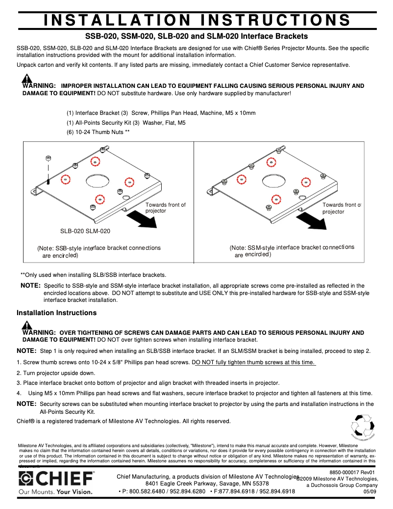 Página nº 1 - Manual de usuario Chief RPMA020