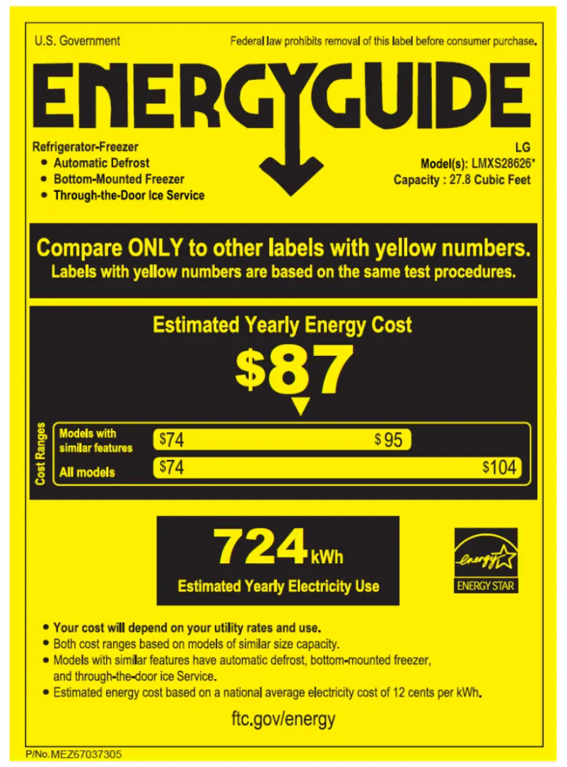Página nº 1 - Etiqueta energética LG LMXS28626S