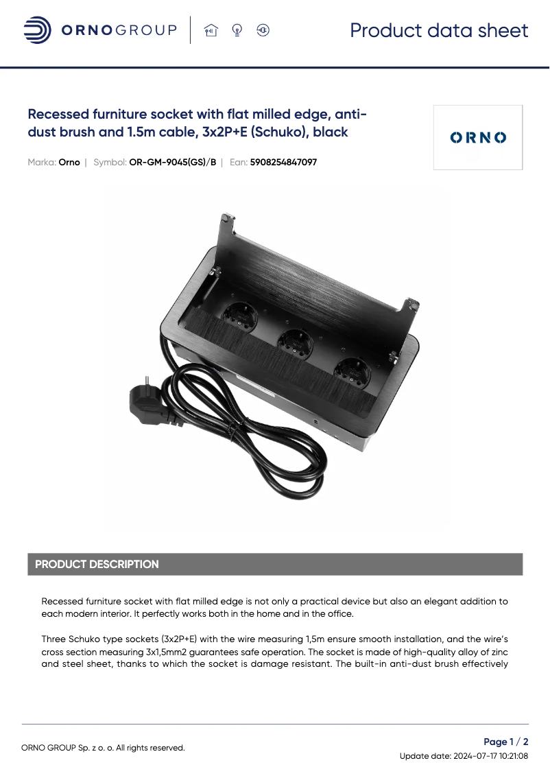 Imagen de la primera página del manual del dispositivo OR-GM-9045