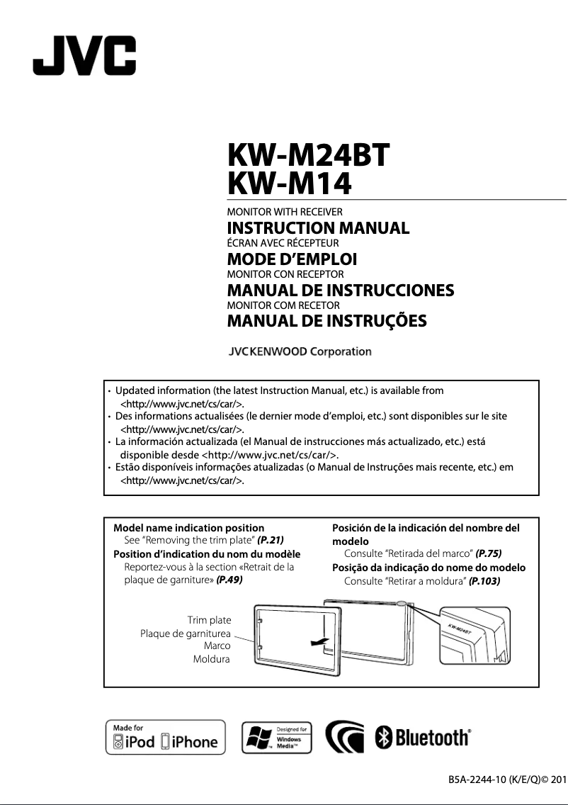 Imagen de la primera página del manual del dispositivo KW-M24BT