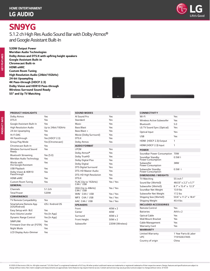 Imagen de la primera página del manual del dispositivo SN10YG