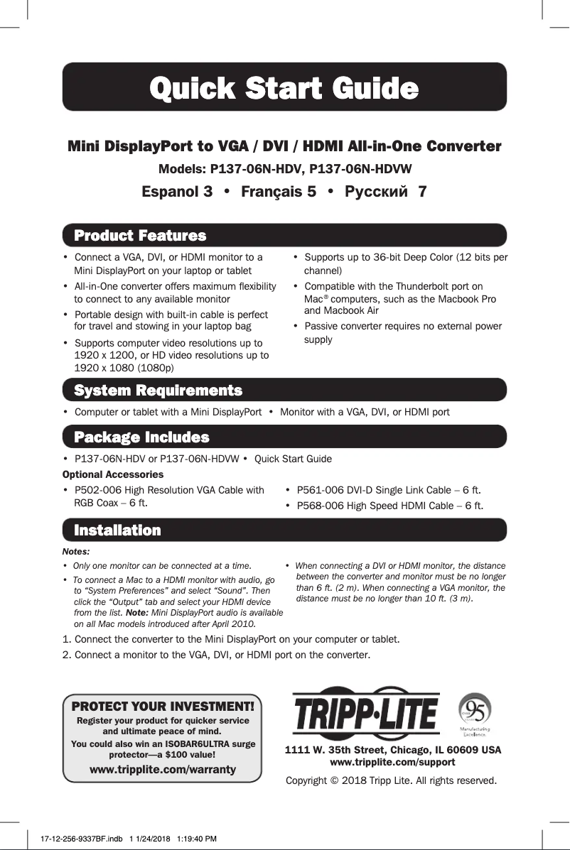 Imagen de la primera página del manual del dispositivo P137-06N-HDVW
