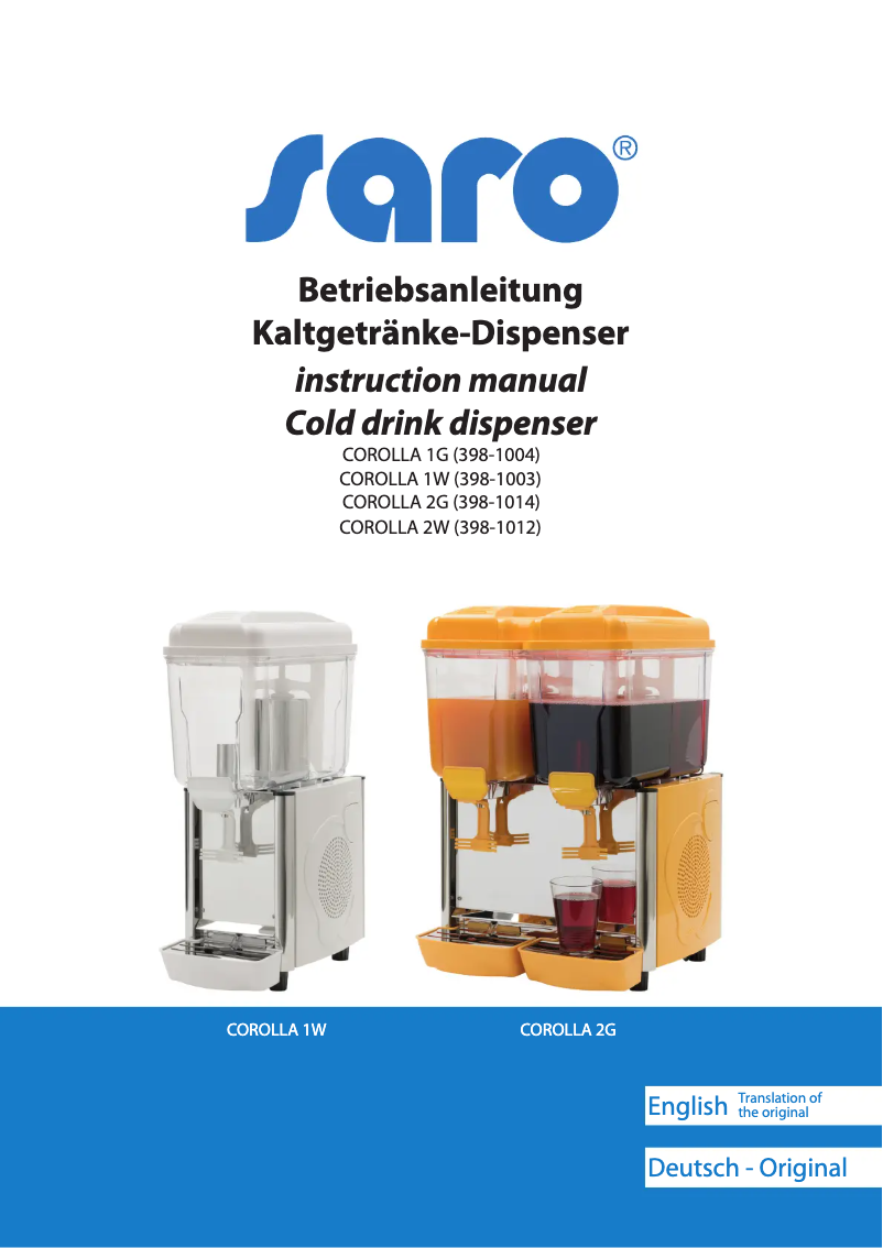 Imagen de la primera página del manual del dispositivo COROLLA 2G