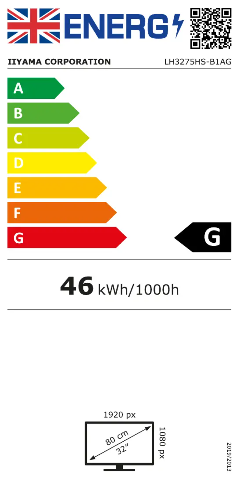 Página 1 del manual Etiqueta energética Iiyama ProLite LH3275HS