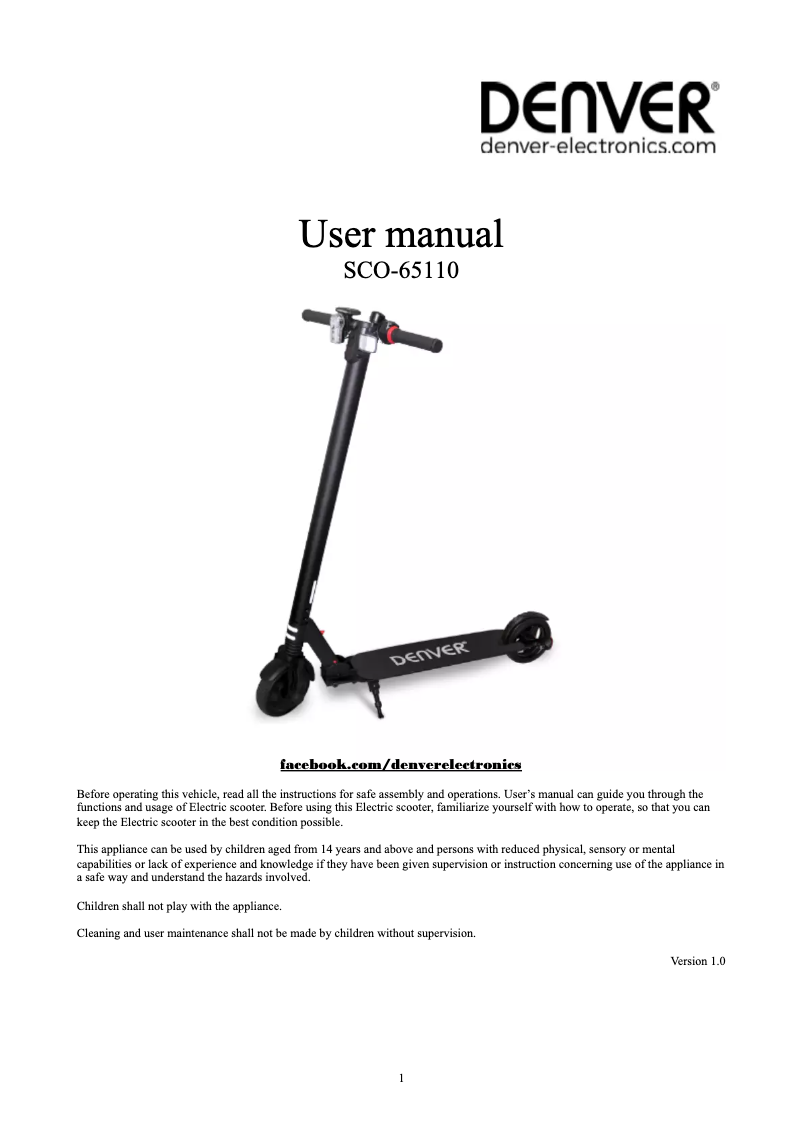 Página 1 del manual Manual de usuario Denver SCO-65110