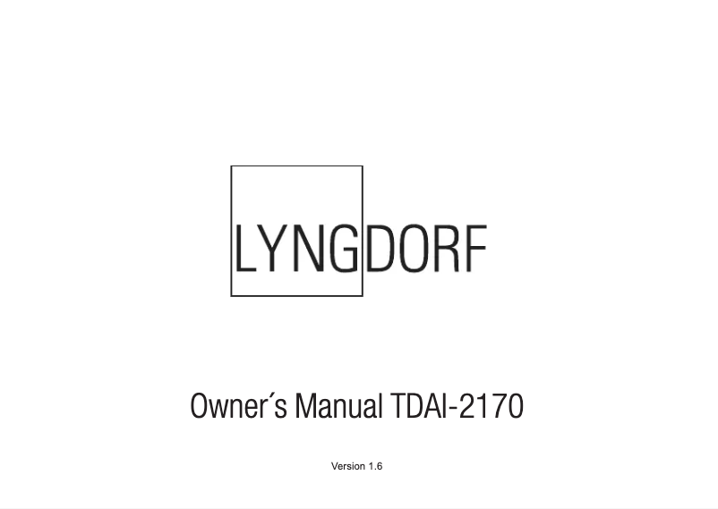 Página 1 del manual Manual de usuario Lyngdorf TDAI-2170