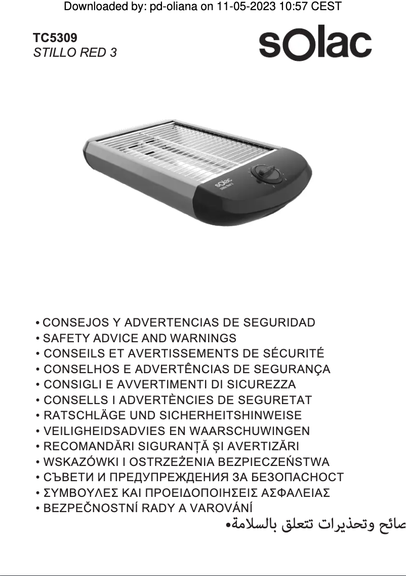 Página 1 del manual Manual de usuario Solac Stillo Red 3 TC5309