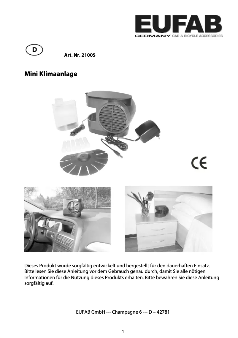 Página 1 del manual Manual de usuario Eufab 21005