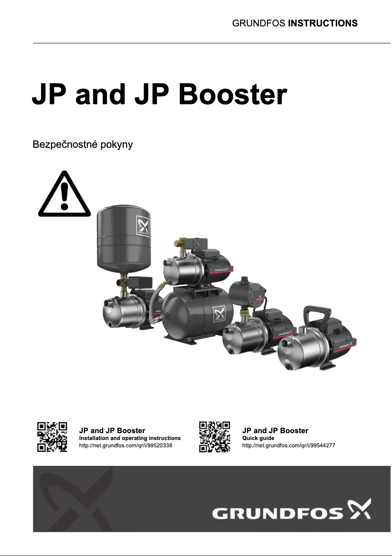 Página 1 del manual Instrucciones / montaje Grundfos JP 4-54
