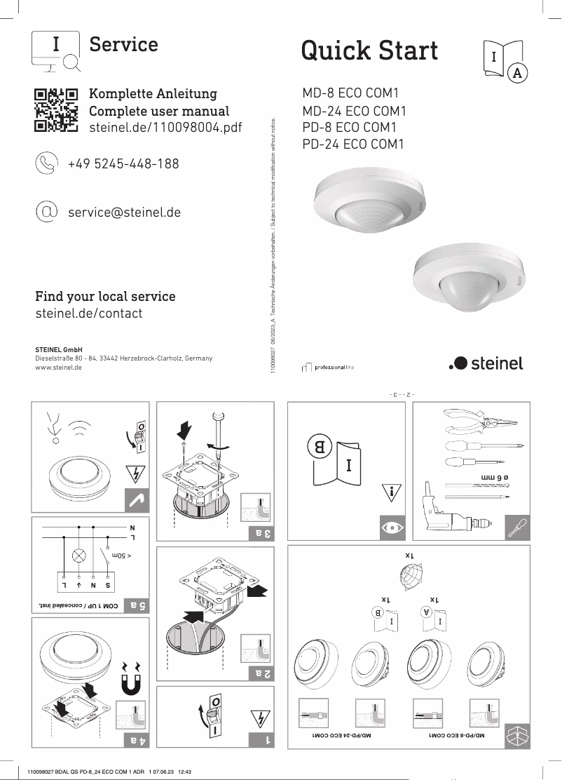 Imagen de la primera página del manual del dispositivo PD-8 ECO COM1