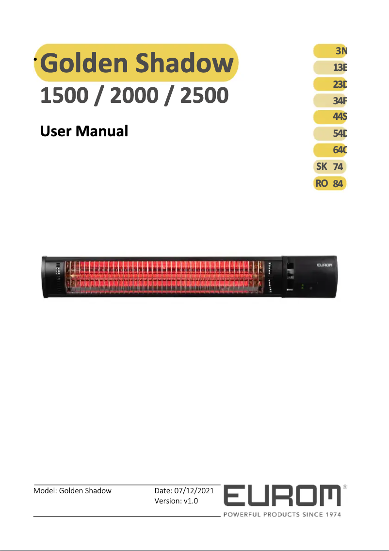 Imagen de la primera página del manual del dispositivo Golden 2500 Shadow