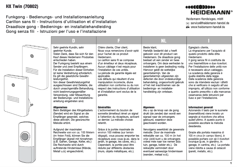 Página 1 del manual Manual de usuario Heidemann HX Twin 70802