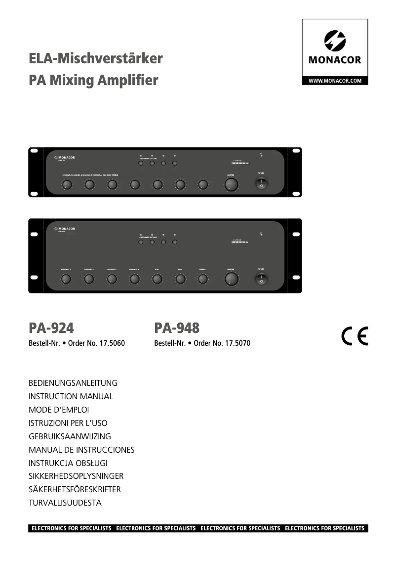 Página 1 del manual Manual de usuario Monacor PA-948