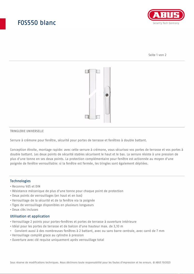Imagen de la primera página del manual del dispositivo FOS550