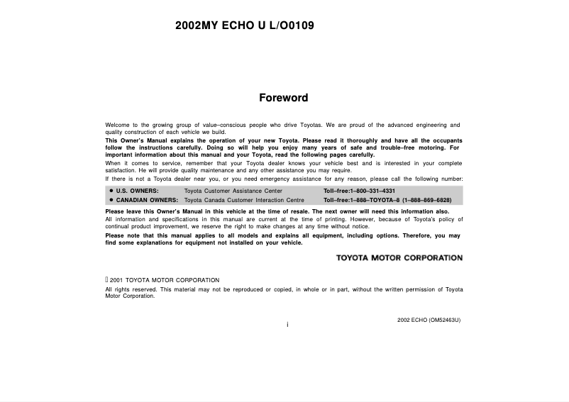 Imagen de la primera página del manual del dispositivo Echo (2002)