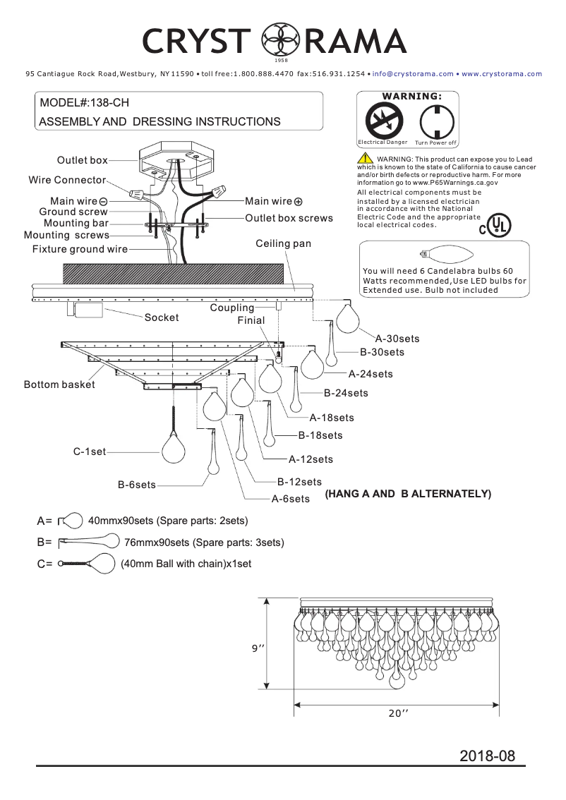 Página 1 del manual Manual de usuario Crystorama Calypso 138-CH