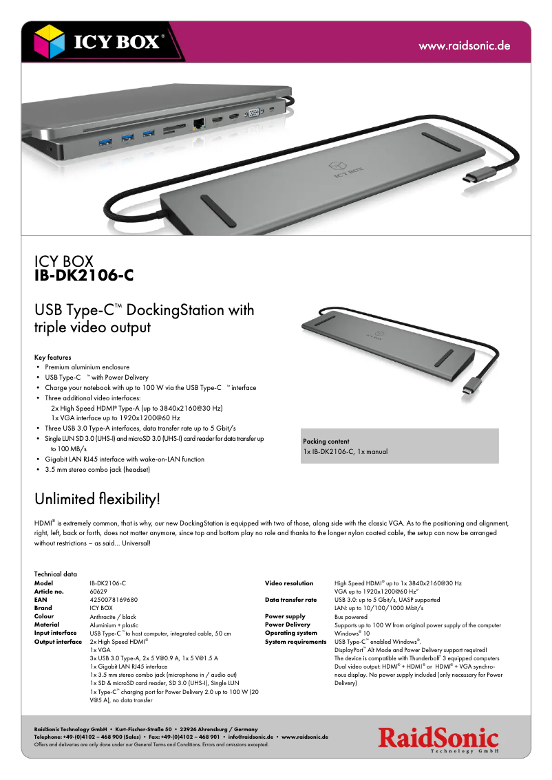 Página nº 1 - Ficha técnica Icy Box IB-DK2106-C