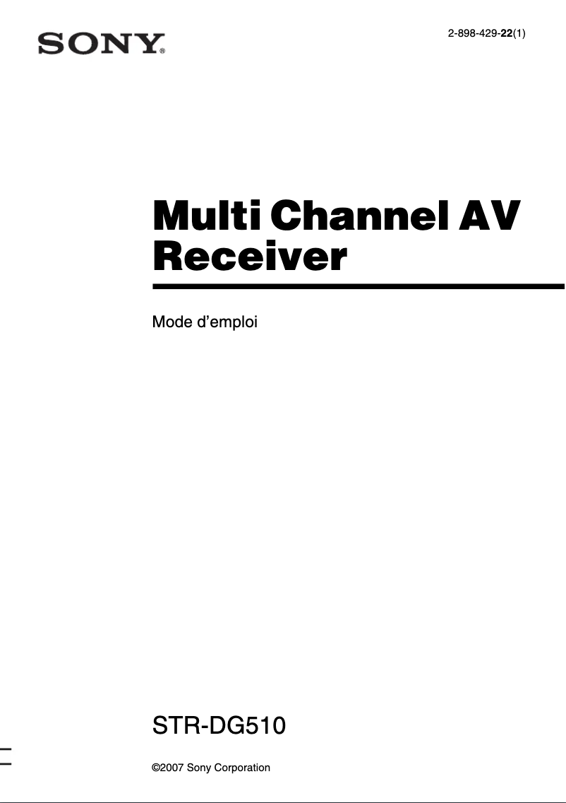 Imagen de la primera página del manual del dispositivo STR-DG510