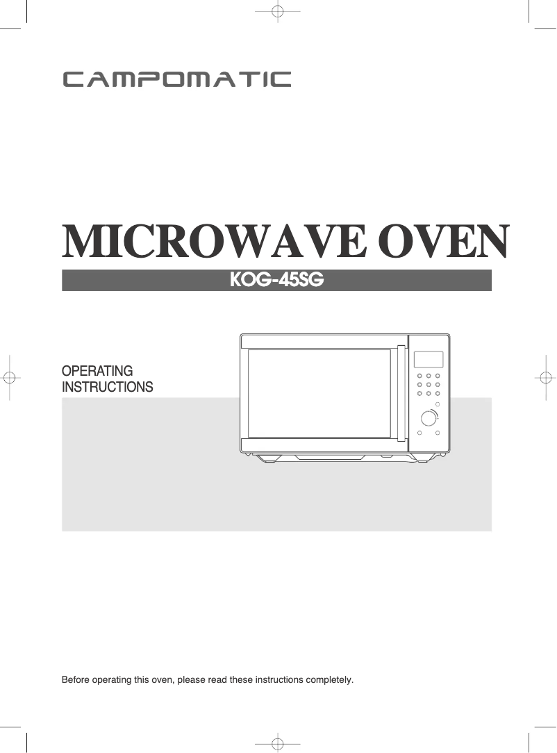 Imagen de la primera página del manual del dispositivo KOG45SG