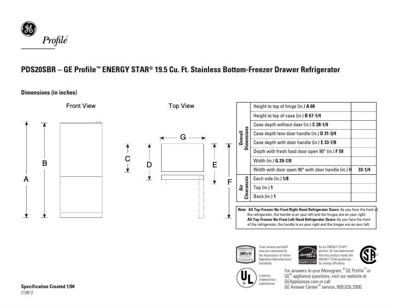 Imagen de la primera página del manual del dispositivo Profile PDS20SBRLSS