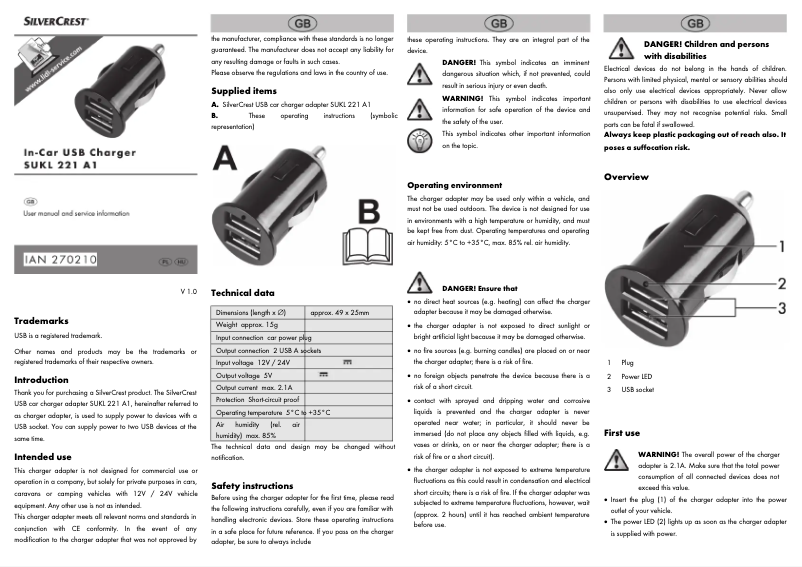 Imagen de la primera página del manual del dispositivo SUKL 221 A1