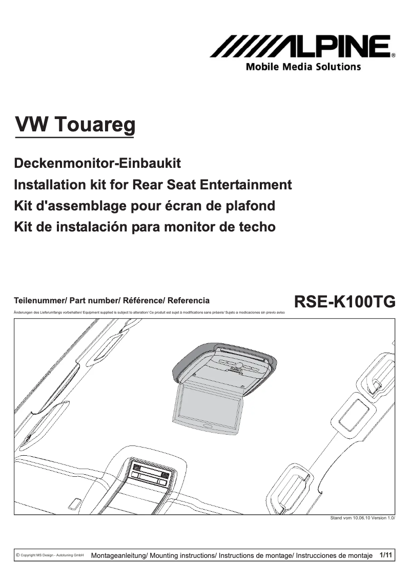 Imagen de la primera página del manual del dispositivo RSE-K100TG