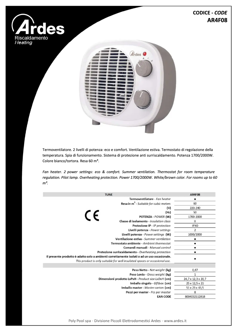 Imagen de la primera página del manual del dispositivo AR4F08