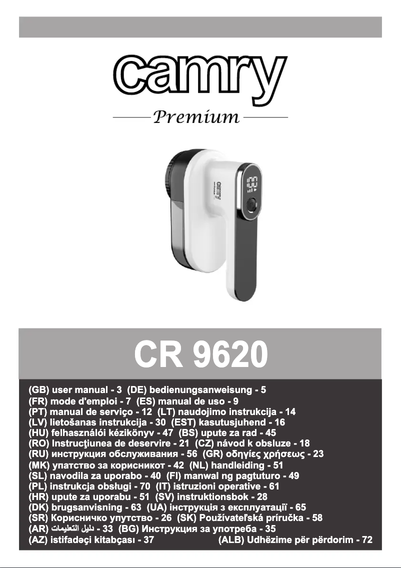 Imagen de la primera página del manual del dispositivo CR 9620
