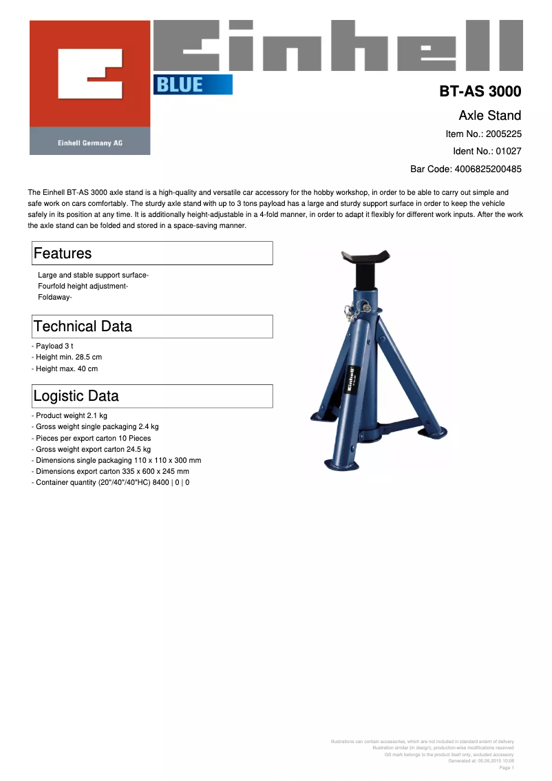 Imagen de la primera página del manual del dispositivo BT-AS 3000
