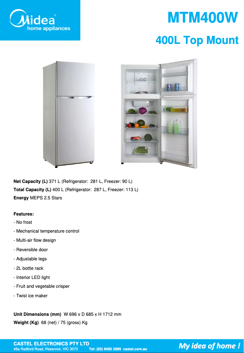 Imagen de la primera página del manual del dispositivo MTM400W