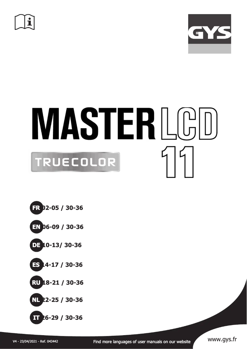 Página 1 del manual Manual de usuario GYS LCD Master 11