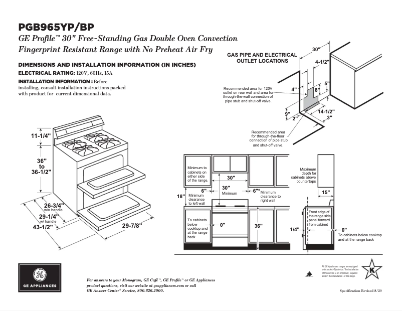 Imagen de la primera página del manual del dispositivo Profile PGB965YPFS