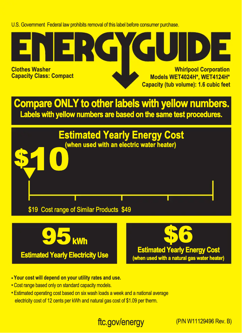 Página 1 del manual Etiqueta energética Whirlpool WET4024HW