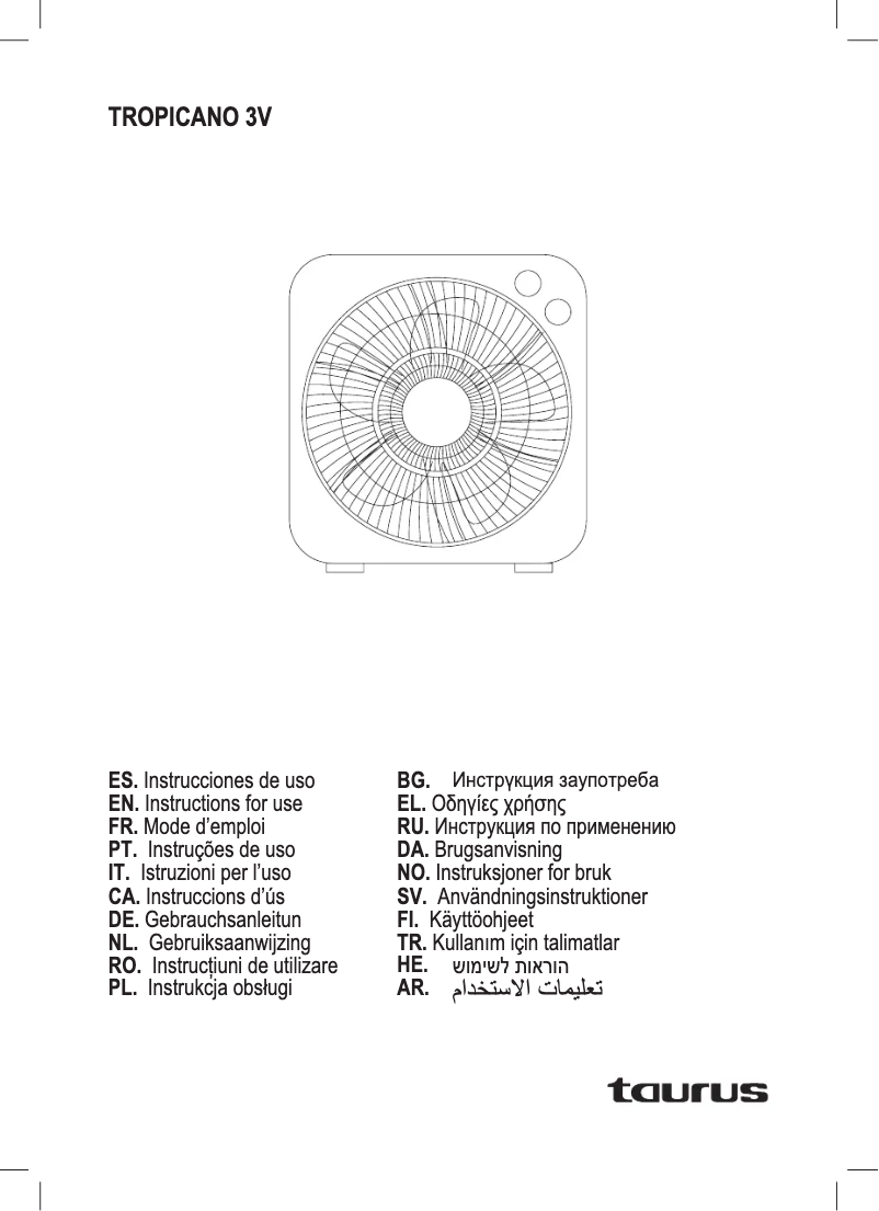 Página 1 del manual Manual de usuario Taurus Tropicano 3V