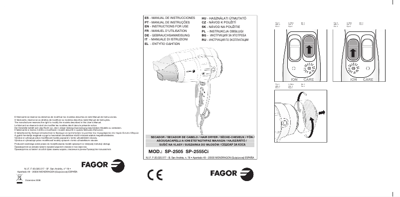 Página 1 del manual Manual de usuario Fagor SP-2555 CI