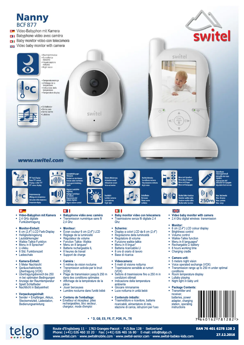 Página 1 del manual Ficha técnica Switel BCF877