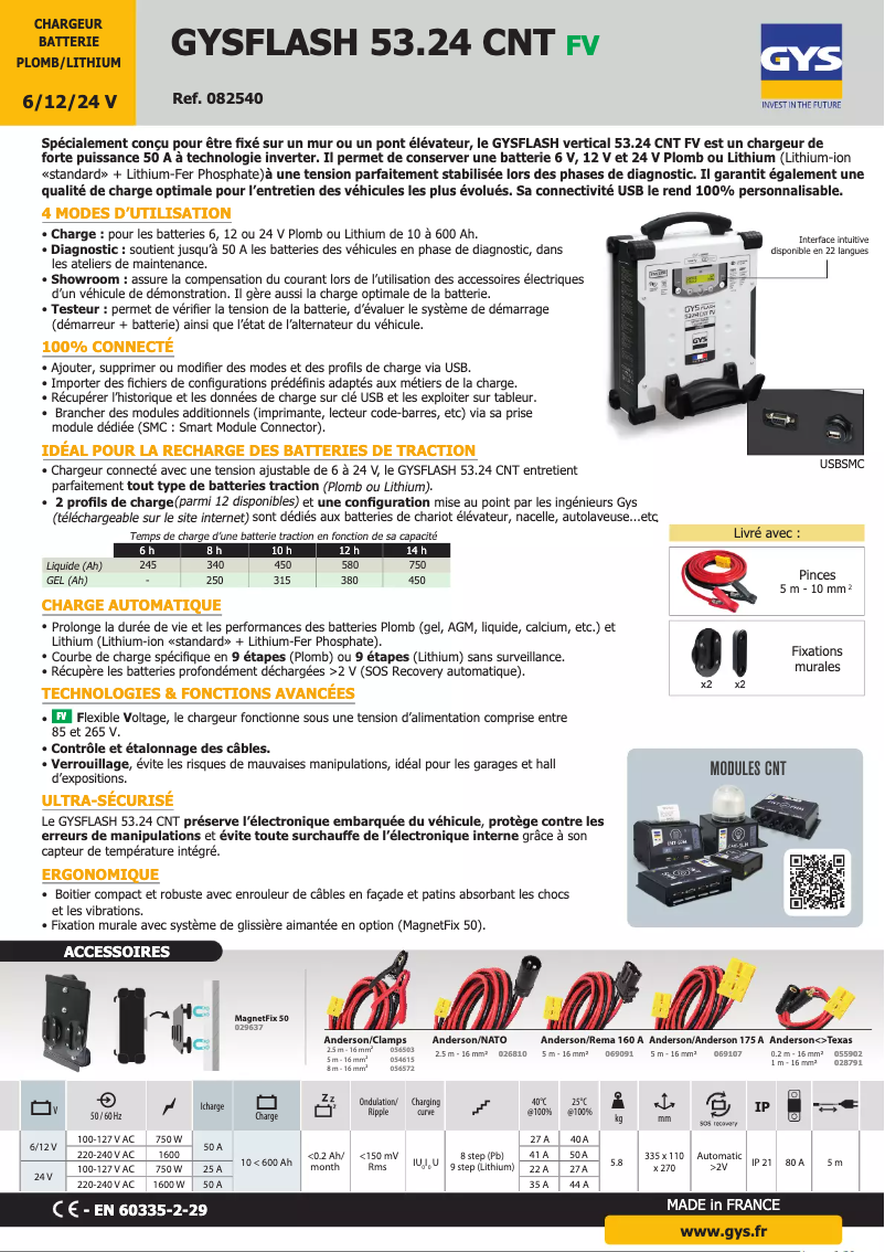 Imagen de la primera página del manual del dispositivo Gysflash 53.24 CNT FV