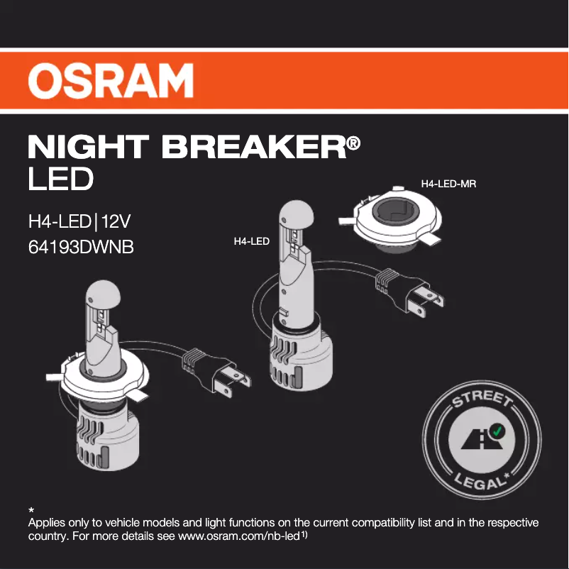 Imagen de la primera página del manual del dispositivo NIGHT BREAKER H4-LED
