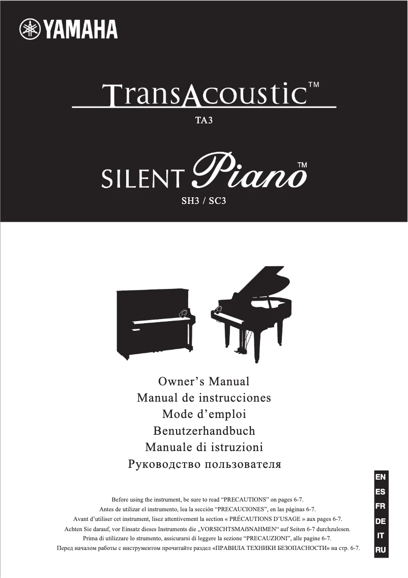 Imagen de la primera página del manual del dispositivo Silent Piano SC3