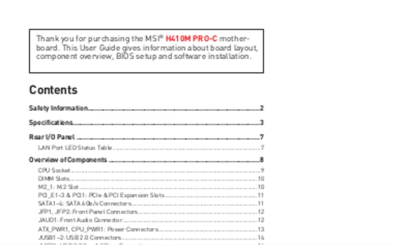 Página 1 del manual Manual de usuario MSI H410M PRO-C