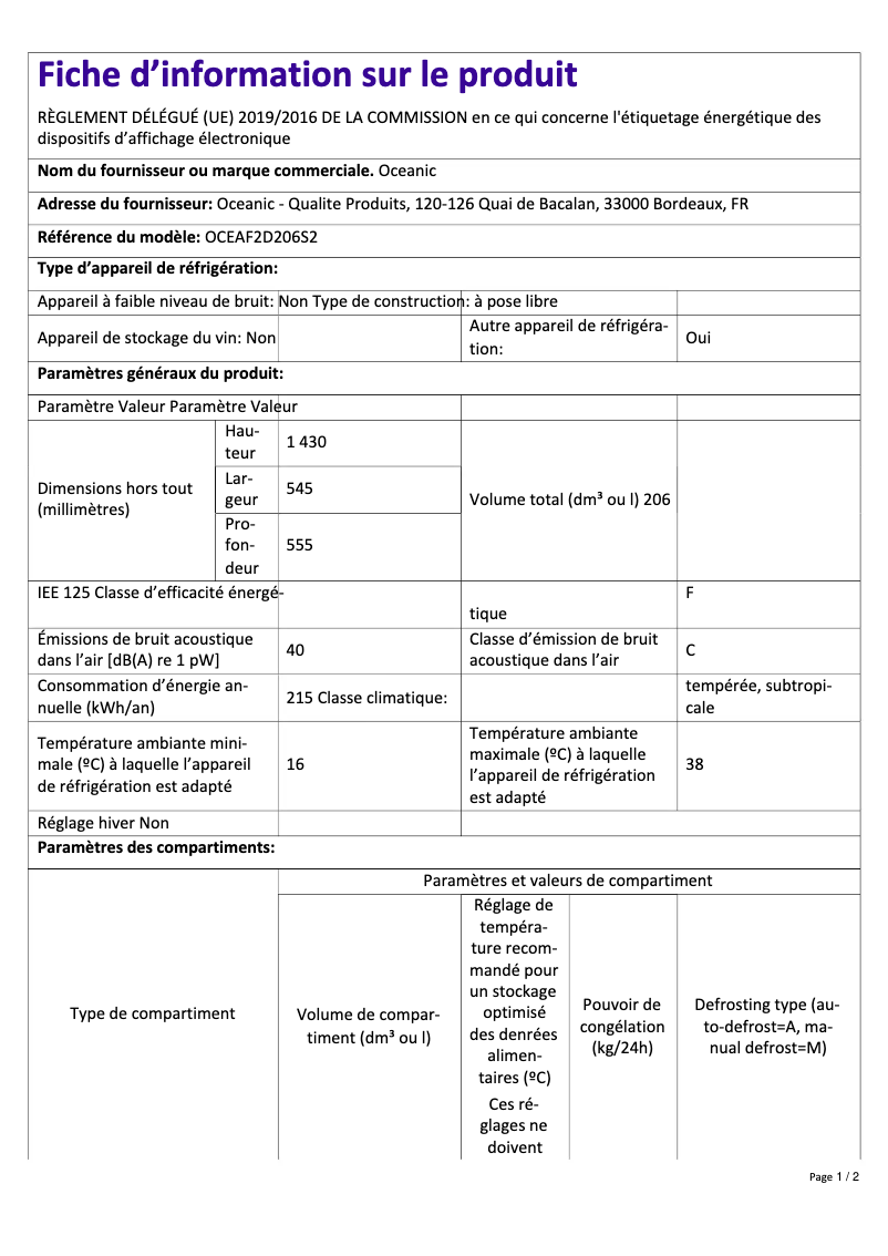 Imagen de la primera página del manual del dispositivo OCEAF2D206S2