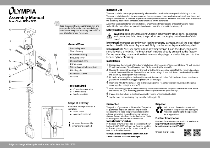 Página 1 del manual Manual de usuario Olympia TK 15