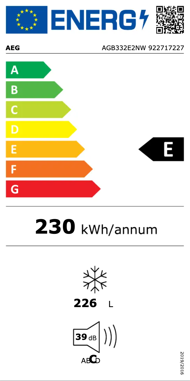 Página nº 1 - Etiqueta energética AEG AGB332E2NW