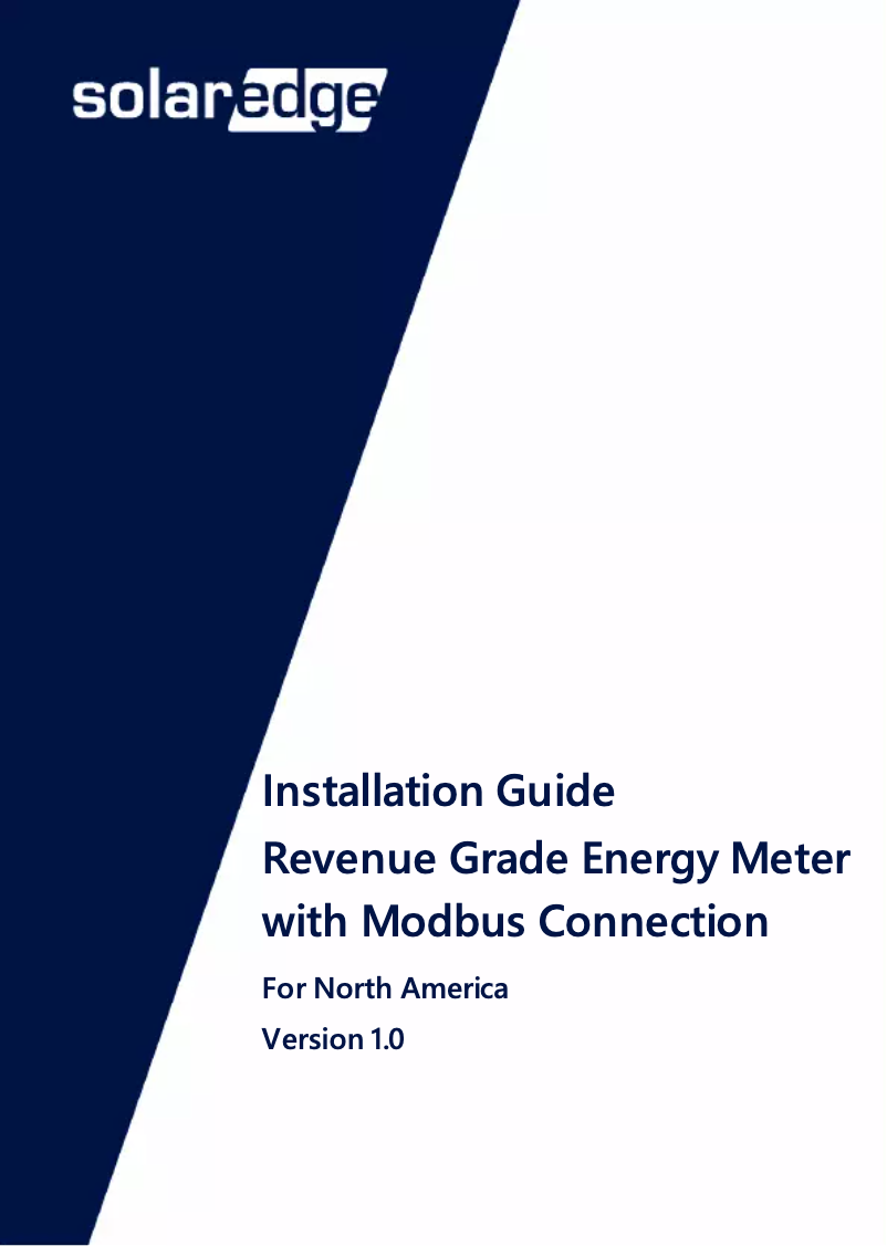 Página 1 del manual Guía de instalación SolarEdge SE-RGMTR-3D-208V-A