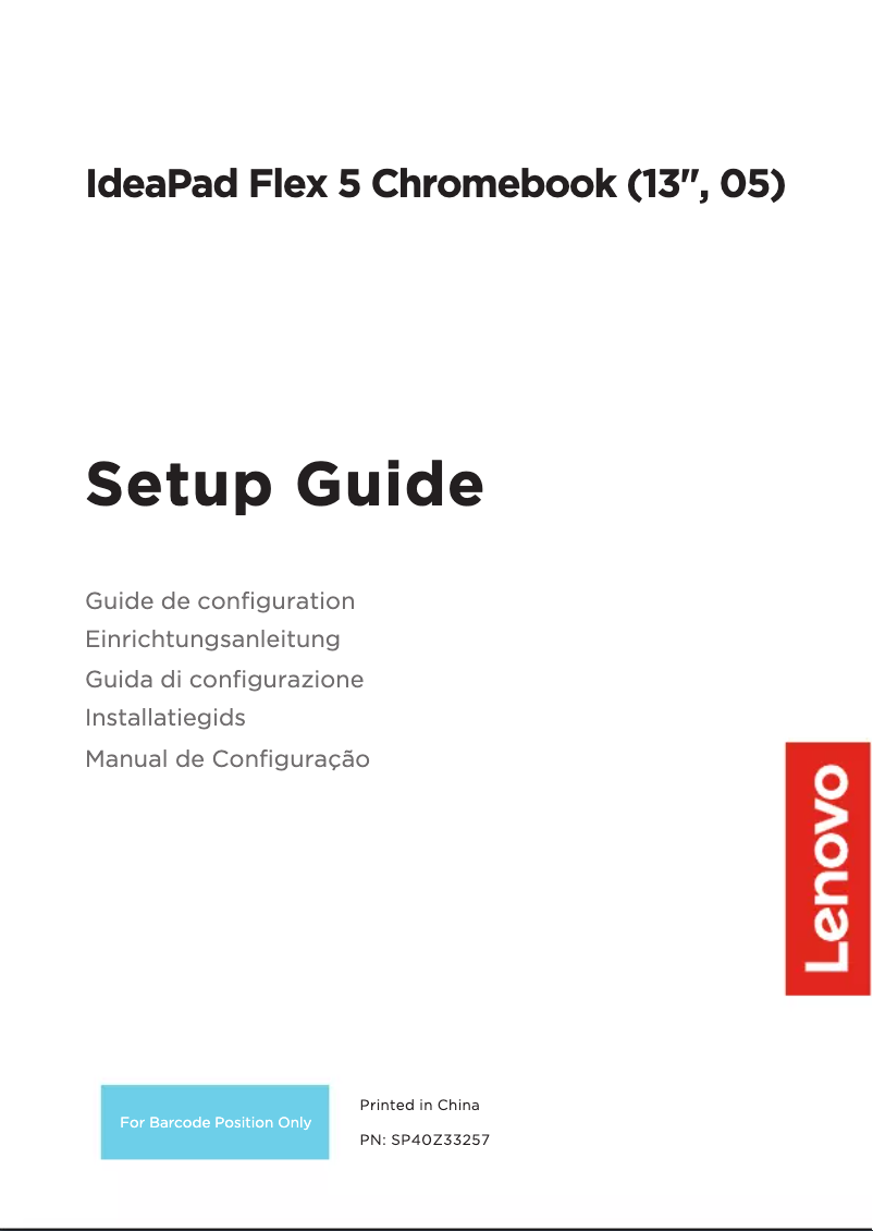 Imagen de la primera página del manual del dispositivo Flex 5 Chromebook