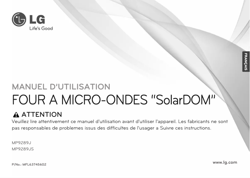 Imagen de la primera página del manual del dispositivo MP9289J