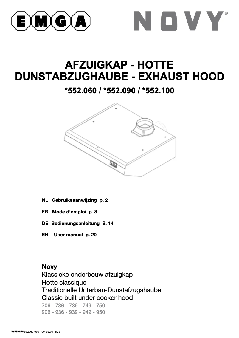 Página 1 del manual Etiqueta energética Novy 552060