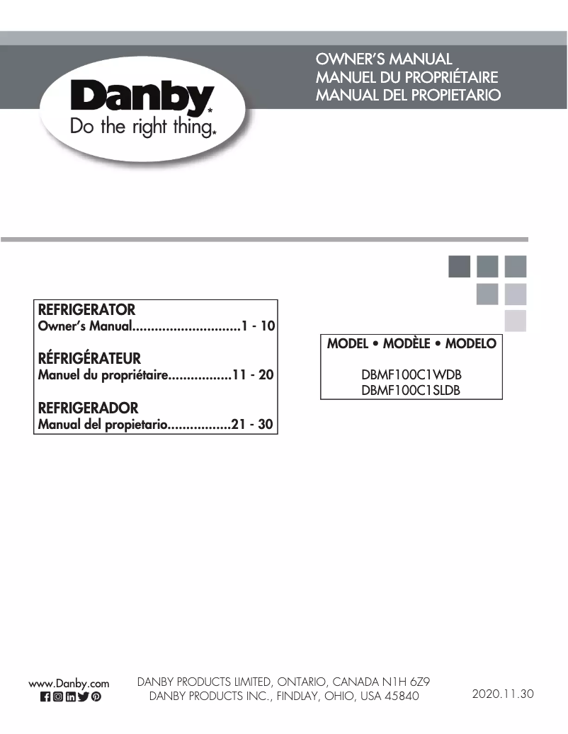 Página nº 1 - Manual de usuario Danby DBMF100C1SLDB