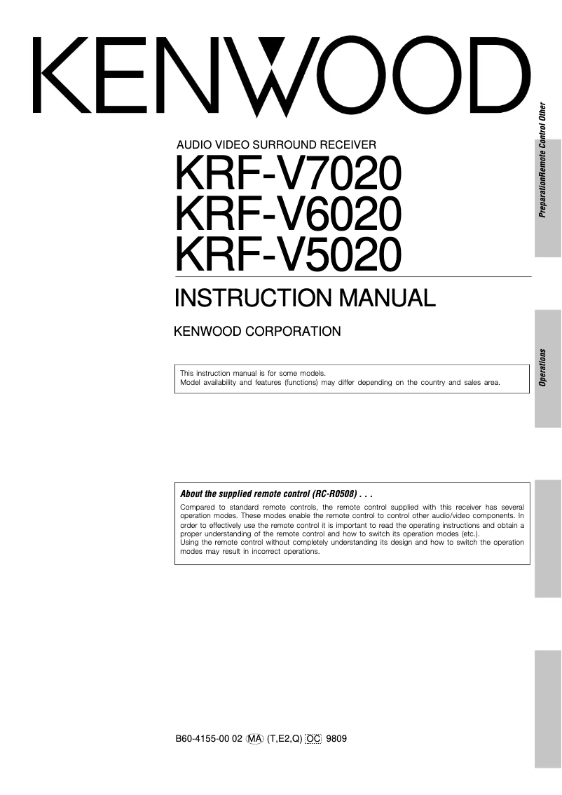 Página nº 1 - Manual de usuario Kenwood KRF-V7020