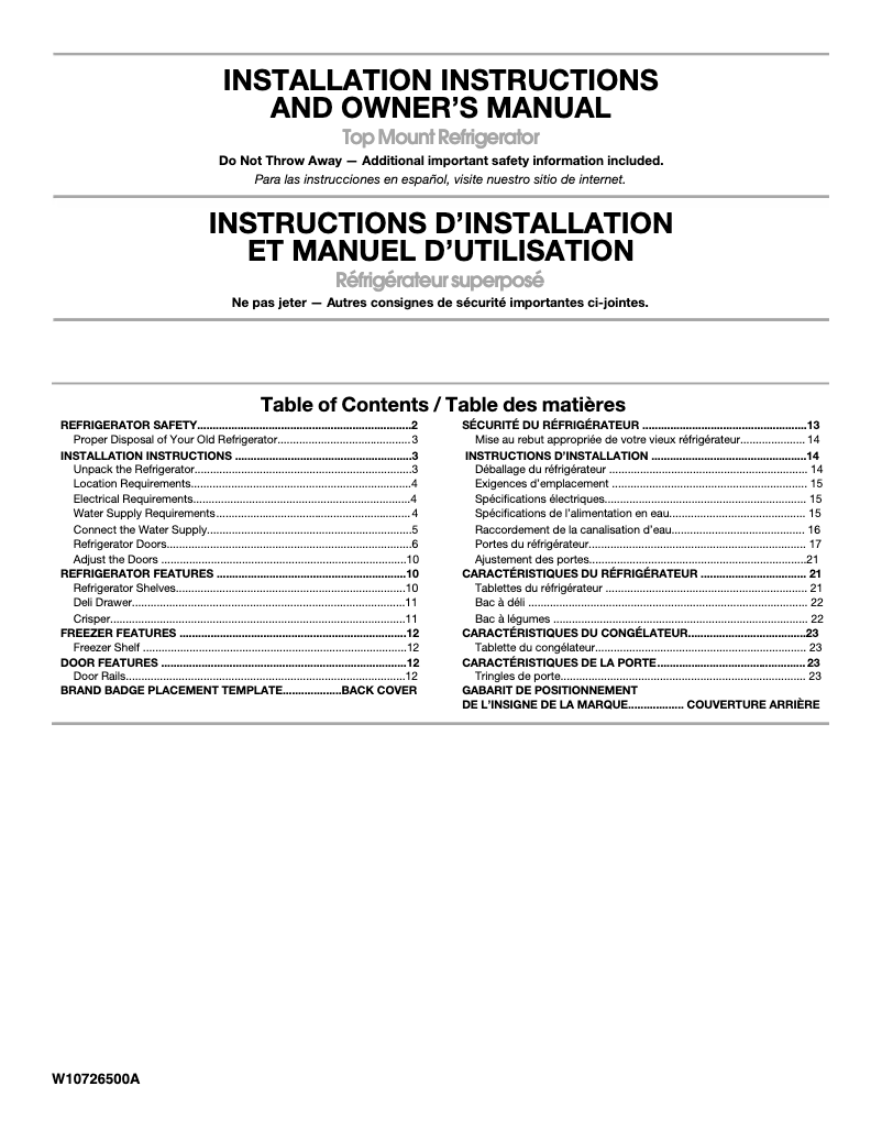 Imagen de la primera página del manual del dispositivo WRT104TFD
